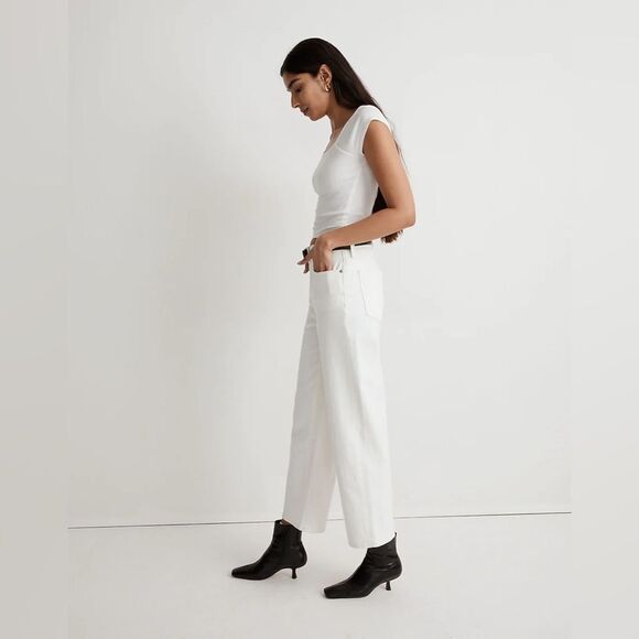 Madewell NWT Tall Perfect Vintage Wide Leg Crop Jeans Size 33T in Tile White - Picture 3 of 9